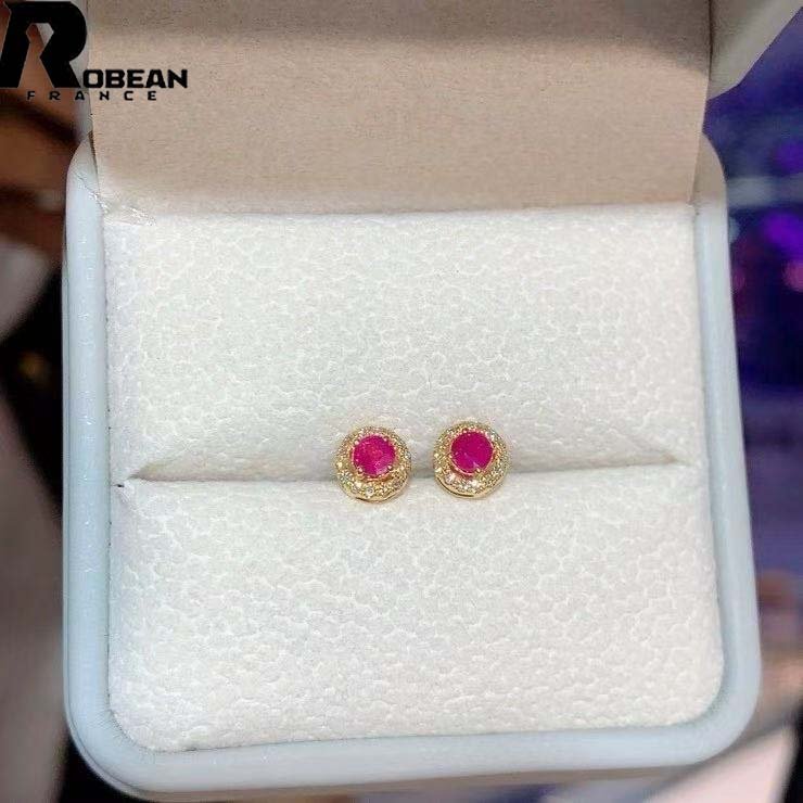 上品 EU制 定価77萬円★ROBEAN?ルビー?ピアス★ダイヤモンド パワーストーン 勝利の石 天然石 綺麗 華やか ギフト K18（18金）00132262