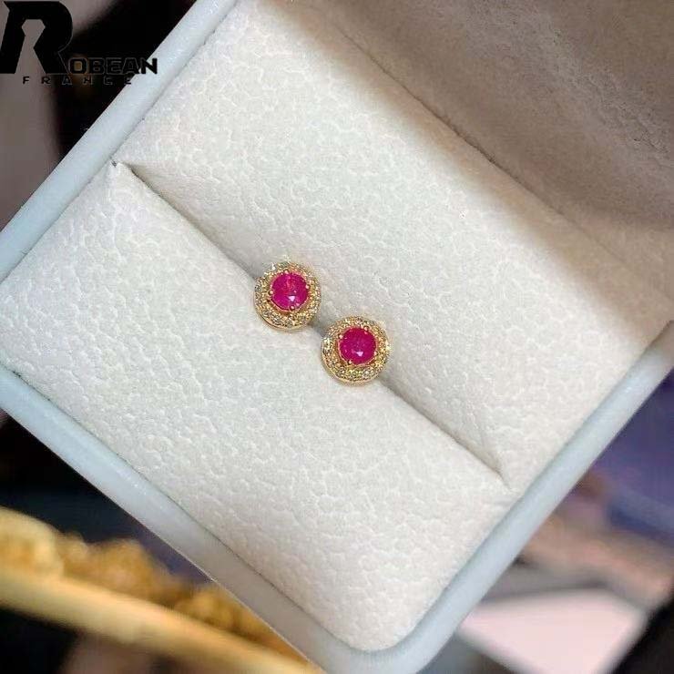 上品 EU制 定価77萬円★ROBEAN?ルビー?ピアス★ダイヤモンド パワーストーン 勝利の石 天然石 綺麗 華やか ギフト K18（18金）00132262