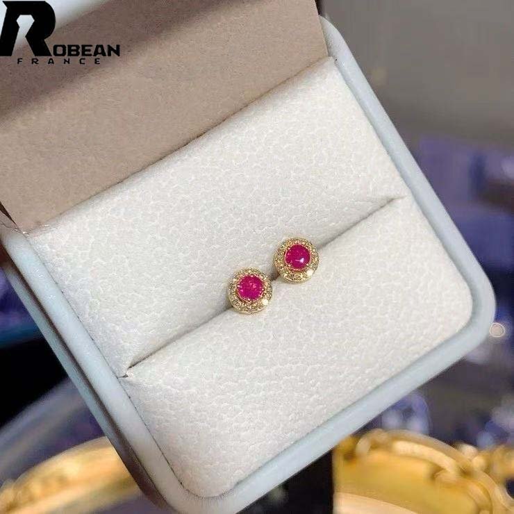 上品 EU制 定価77萬円★ROBEAN?ルビー?ピアス★ダイヤモンド パワーストーン 勝利の石 天然石 綺麗 華やか ギフト K18（18金）00132262