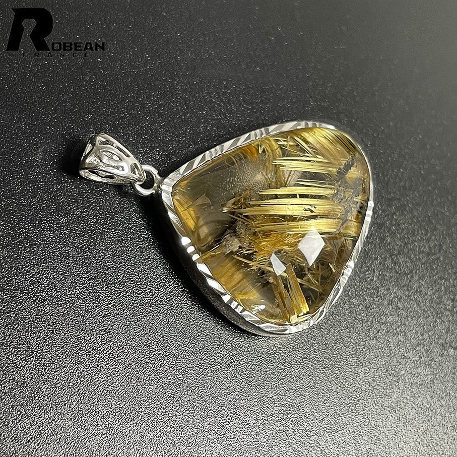 貴重 EU制 定価41萬円★ROBEAN?太陽花タイチンルチル?925銀ペンダント★黃金針?biāo)?金運(yùn) パワーストーン 26.5*28.8*11.3mm ML803325