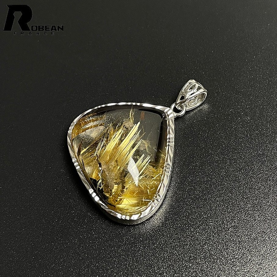 貴重 EU制 定価41萬円★ROBEAN?太陽花タイチンルチル?925銀ペンダント★黃金針?biāo)?金運(yùn) パワーストーン 26.5*28.8*11.3mm ML803325