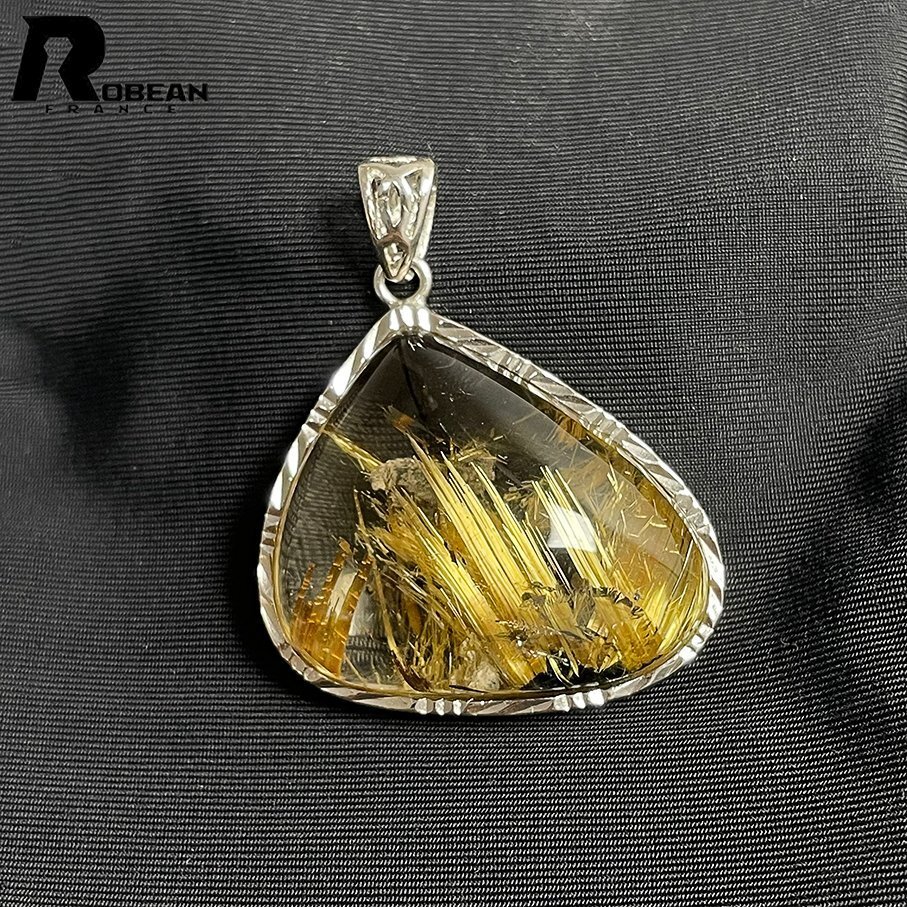 貴重 EU制 定価41萬円★ROBEAN?太陽花タイチンルチル?925銀ペンダント★黃金針?biāo)?金運(yùn) パワーストーン 26.5*28.8*11.3mm ML803325