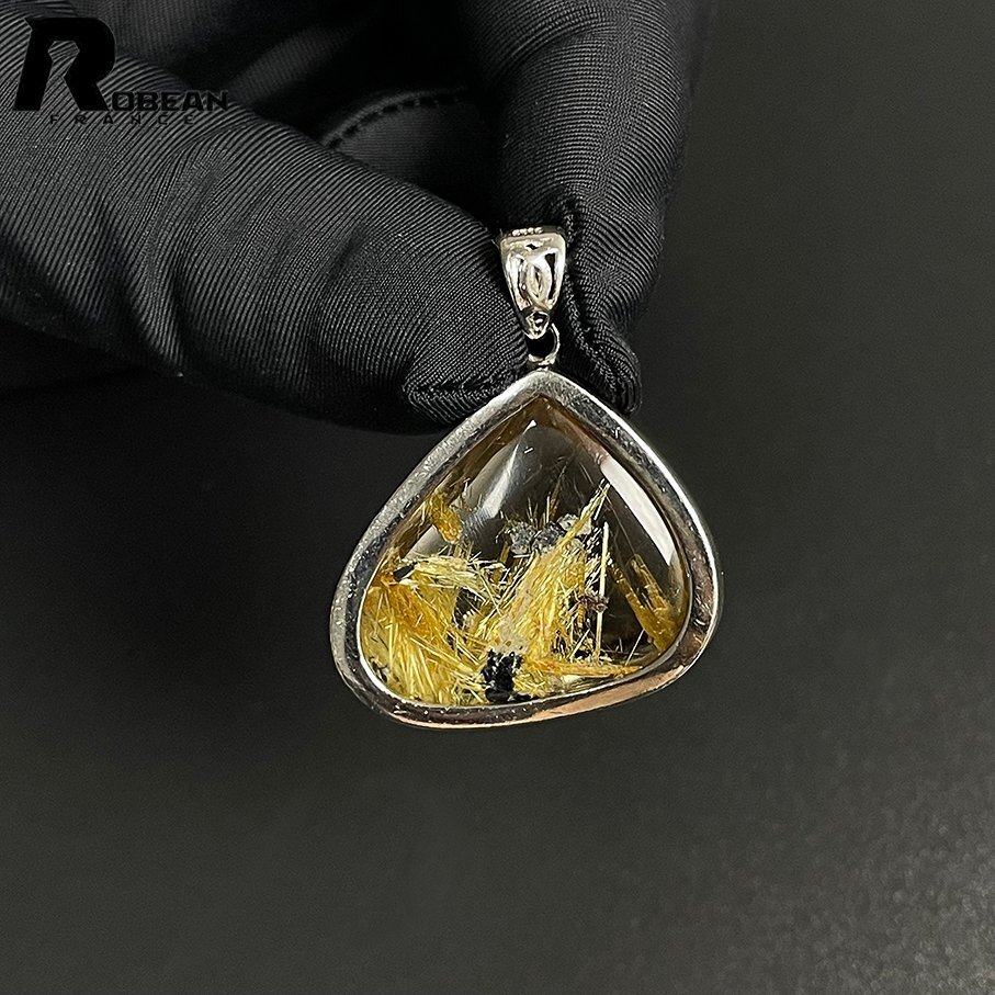 貴重 EU制 定価41萬円★ROBEAN?太陽花タイチンルチル?925銀ペンダント★黃金針?biāo)?金運(yùn) パワーストーン 26.5*28.8*11.3mm ML803325
