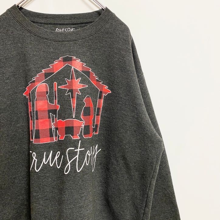 古着 used　LoveinFaith　長袖プリントスウェット　トレーナー　黒　ブラック　秋冬服　ビッグシルエット　XLサイズ_画像3