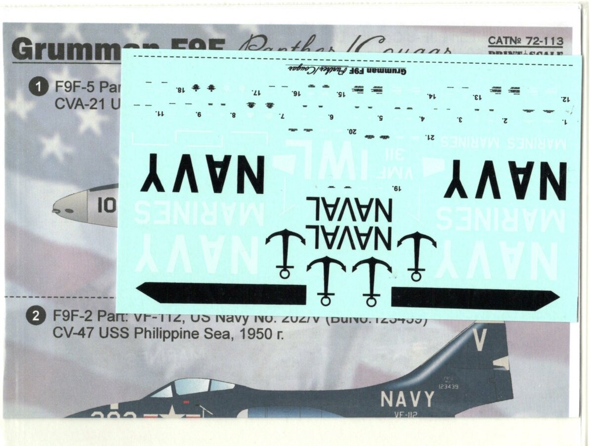 1/72 Print Scaleプリントスケールデカール 72-113 Grumman F9F Panther_画像1
