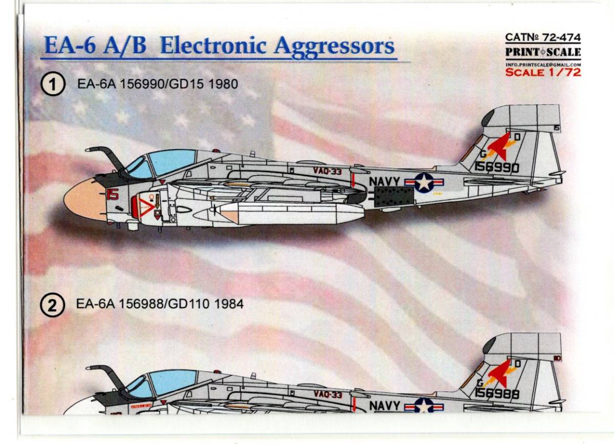 1/72 Print Scaleプリントスケールデカール　72-474　EA-6A Intruder Electronic Aggressor　_画像1