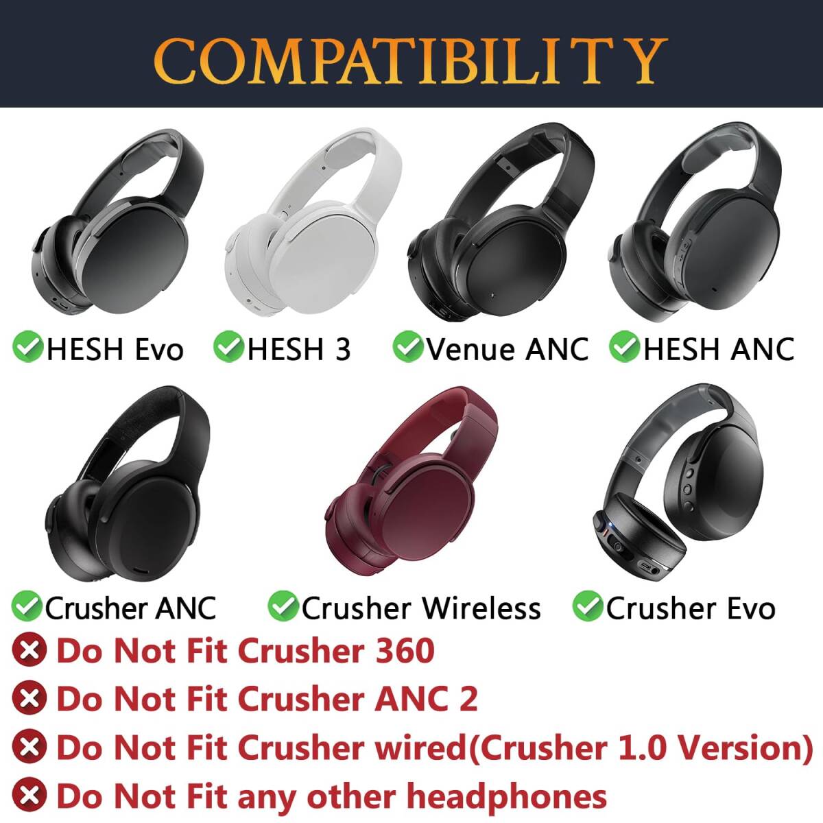 互換性 ヘッドホンパッド イヤークッション 用 ヘッドセット パッド Over-Ear Wireless ANC Venue 冷感_画像9