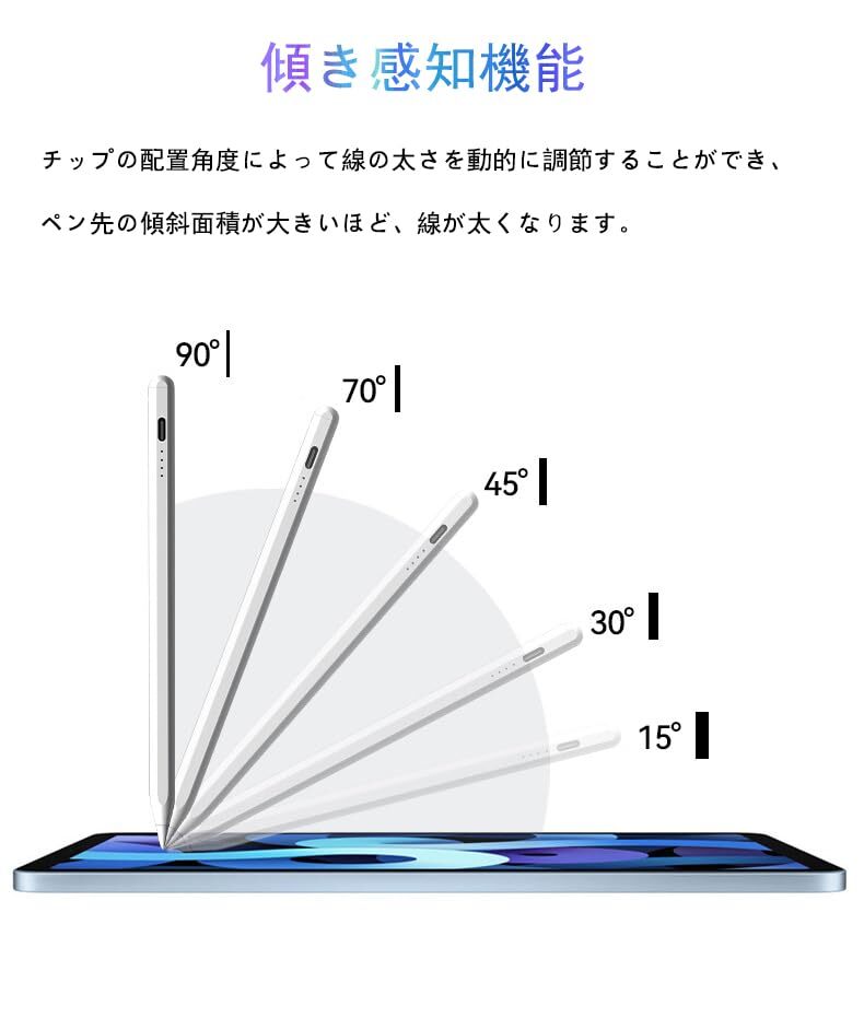 誤作動防止機能対応 iPad用ペン 磁気吸着機能 耐摩 高精度 軽量 高感度 mini対応 スタイラスペン Air/iPad 極細_画像3