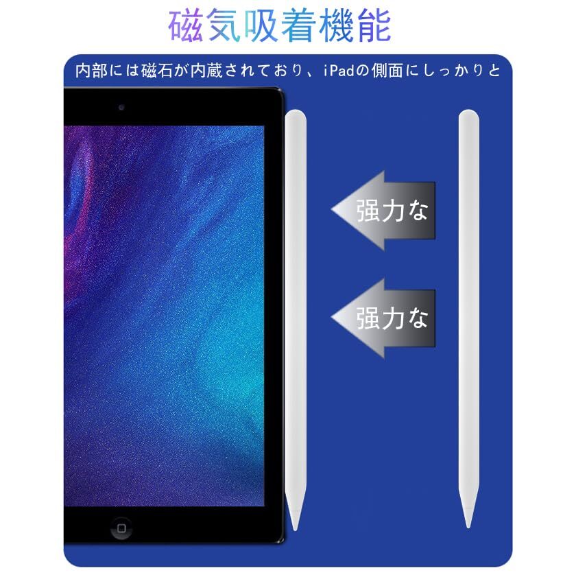 誤作動防止機能対応 iPad用ペン 磁気吸着機能 耐摩 高精度 軽量 高感度 mini対応 スタイラスペン Air/iPad 極細_画像6