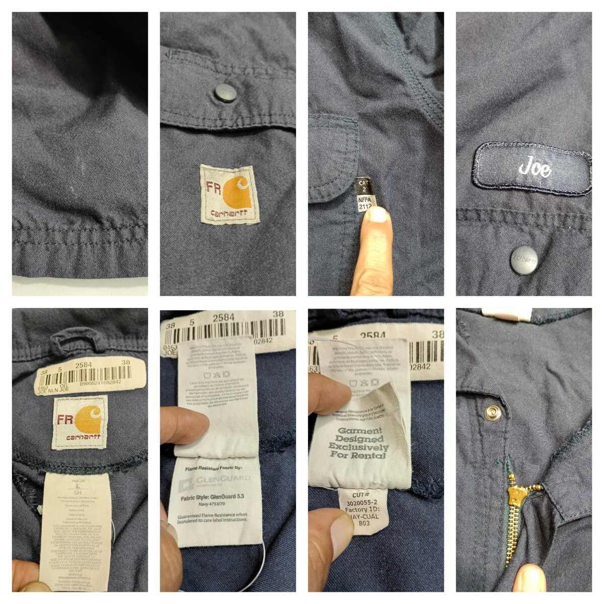 FR carhartt カーハート　メキシコ製　紺　JOE NLN JOE オールインワン　つなぎ　ツナギ　サロペット　ネイビー　L_画像2