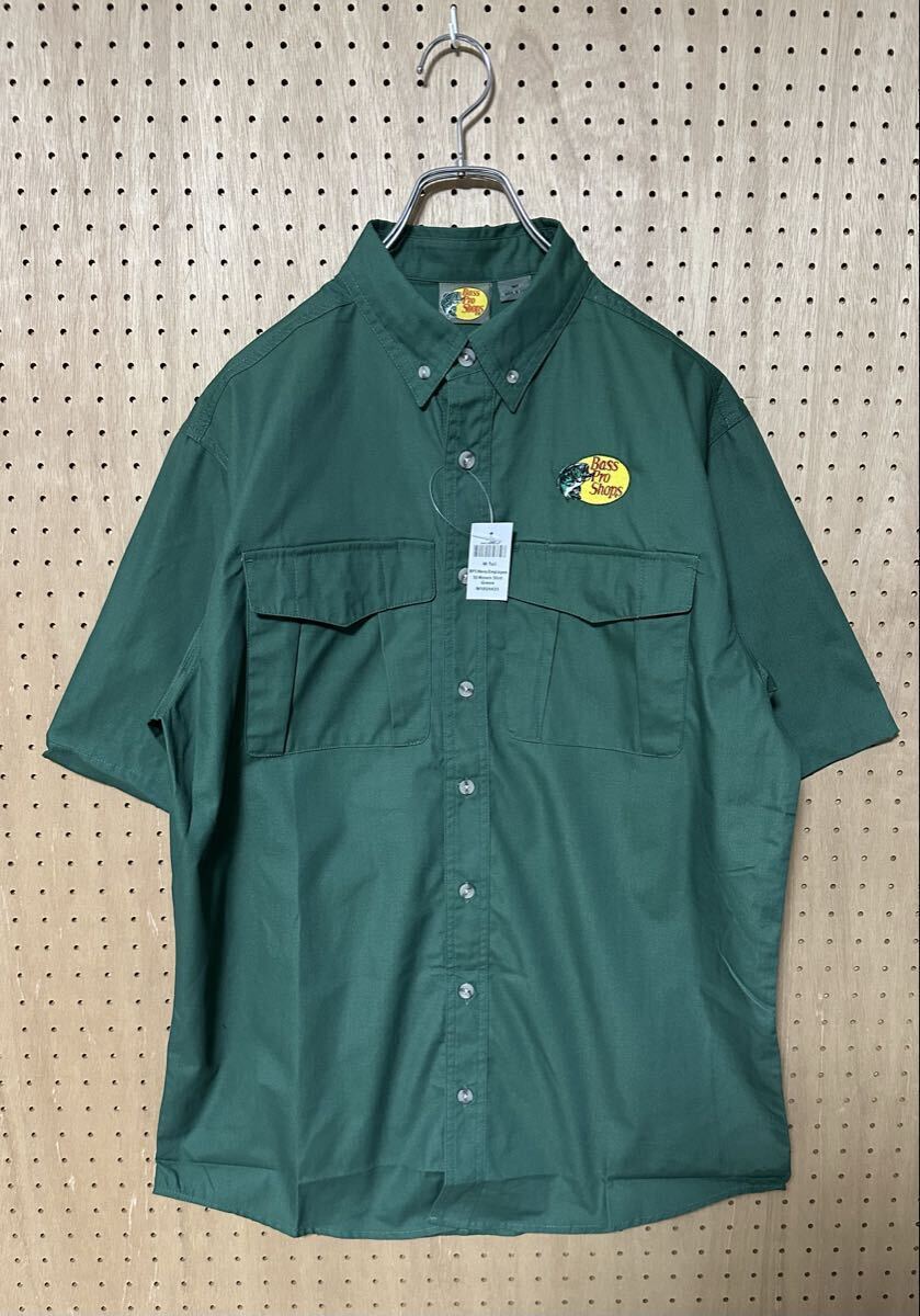 Bass Pro Shops SS Woven Shirt バスプロショップ 半袖シャツ ワークシャツ ボタンダウンシャツ グリーン 新品 未使用_画像1