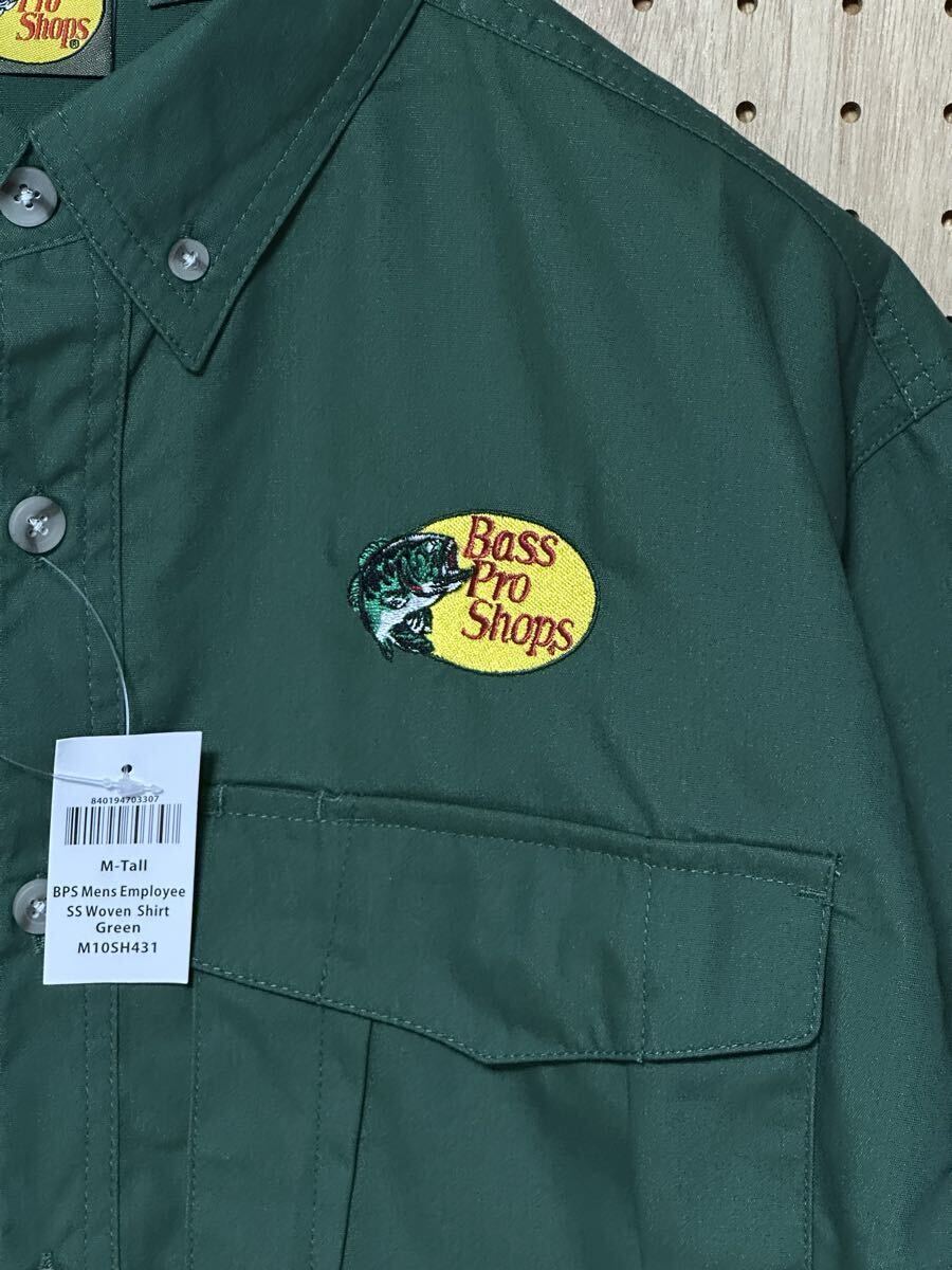 Bass Pro Shops SS Woven Shirt バスプロショップ 半袖シャツ ワークシャツ ボタンダウンシャツ グリーン 新品 未使用_画像3