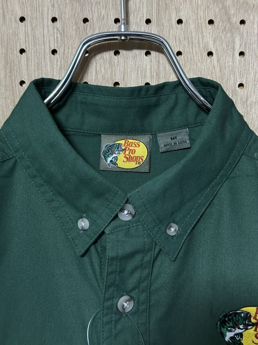 Bass Pro Shops SS Woven Shirt バスプロショップ 半袖シャツ ワークシャツ ボタンダウンシャツ グリーン 新品 未使用_画像4