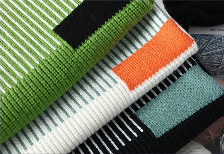 P974-2XL 新品 DCKMANY ウール混 タートルネック ニットセーター メンズ 秋冬 リブ編み 配色 厚手 暖かい 長袖 プルオーバー トップス/白_画像10