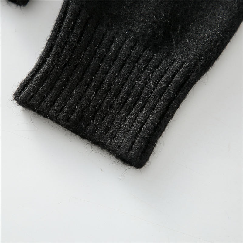 P903(L-XL程度)新品 高品質 DCKMANY ウール混 セーター メンズ ケーブル編み タートルネック ニット 無地 スリム 長袖 厚手 トップス /黒_画像6