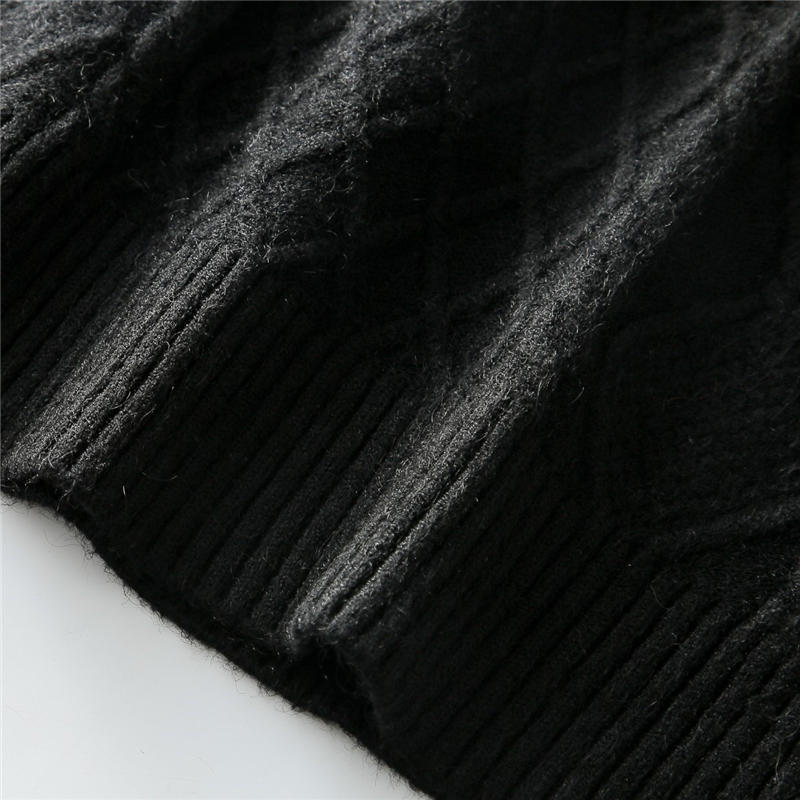 P903(L-XL程度)新品 高品質 DCKMANY ウール混 セーター メンズ ケーブル編み タートルネック ニット 無地 スリム 長袖 厚手 トップス /黒_画像5