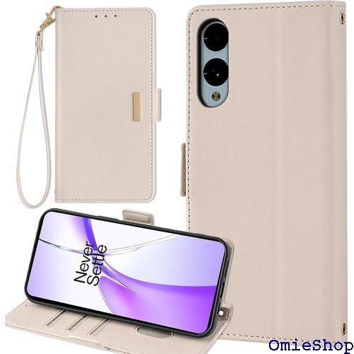 Arrows We2 F-52E M07 ケース 手帳 バー ストラップ ストラップ付き スマホケース ベージュ 2085_画像1