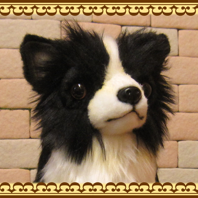 置物 動(dòng)物 可愛い 犬　ぬいぐるみ　チワワ　ブラック＆ホワイト　リアル　いぬ　イヌ　ドッグ　アニマル　インテリア