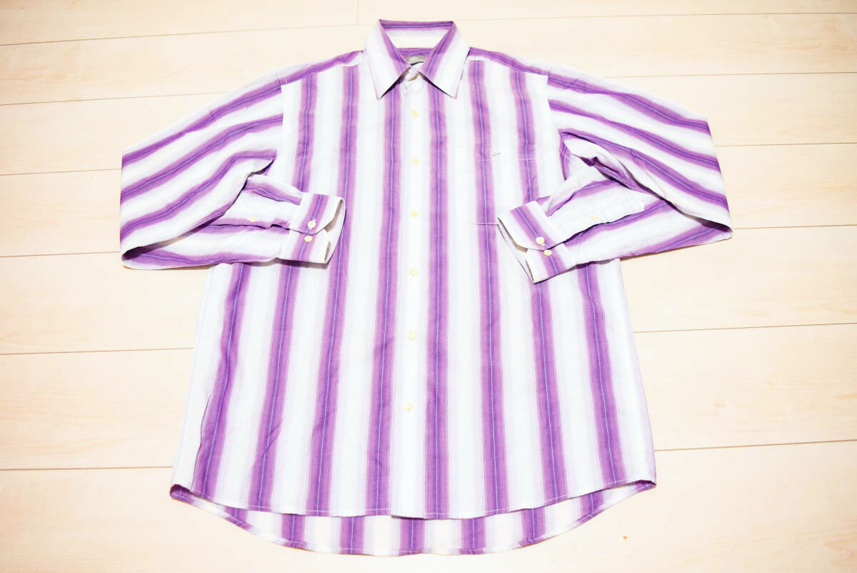 LACOSTE ラコステ コットン100% 長袖 ストライプ シャツ L (K0090206)_画像2
