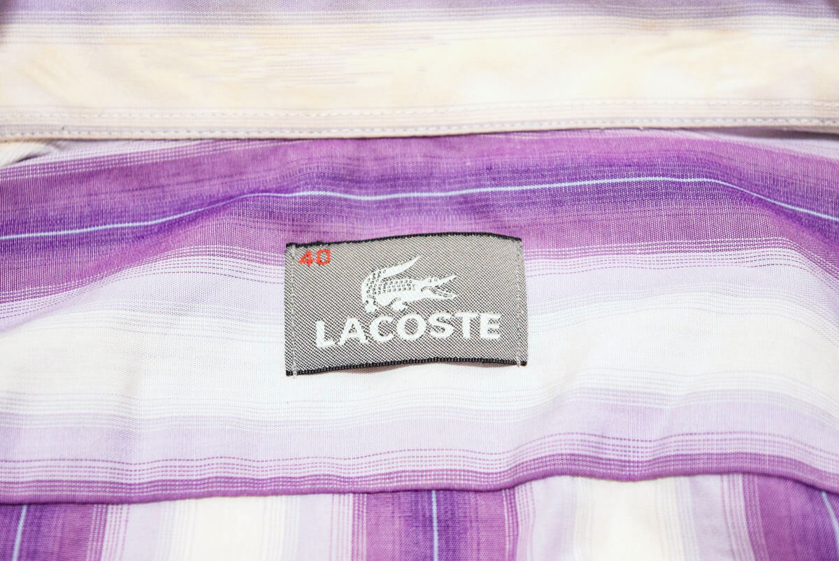 LACOSTE ラコステ コットン100% 長袖 ストライプ シャツ L (K0090206)_画像4