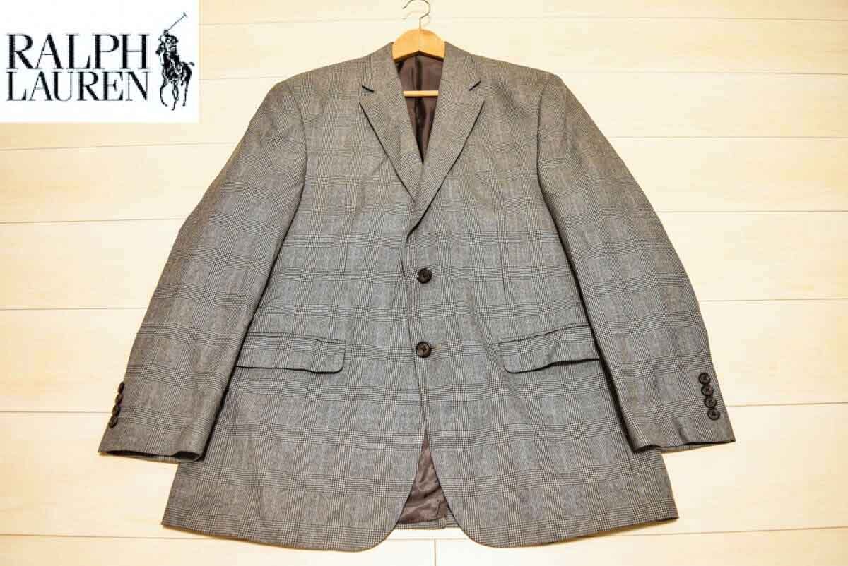 RALPH LAUREN ラルフローレン 2釦 レーヨン ポリ 上質手触り オールシーズン テーラード ブレザー ジャケット L (K0051407)_画像1