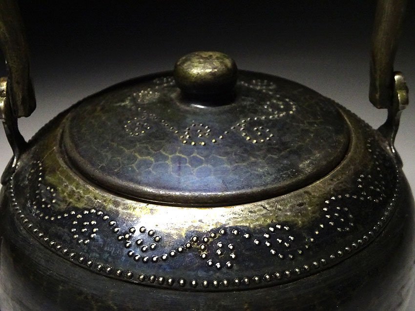 緑屋z■ 松栄堂 造　 鍍銀 燻銀　毛織 湯沸 銀瓶　煎茶道具　i9/7-7276/29-5#80_画像6