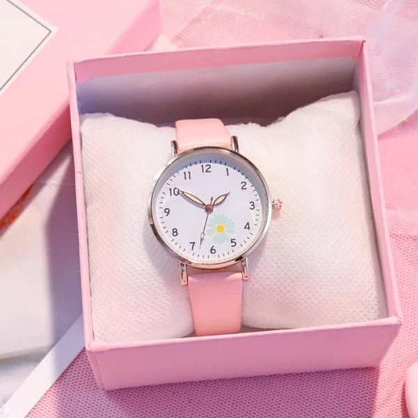 ピンク pink 花柄フラワー学生から大人まで通勤にもローズゴールドでシンプルな腕時計クォーツ