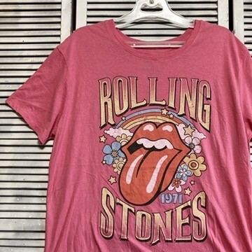 BLUL 1円スタート ピンク バンド Tシャツ ローリングストーンズ リップスアンドタン アーティスト 90s 00s ビンテージ 古著 卸 仕入れ