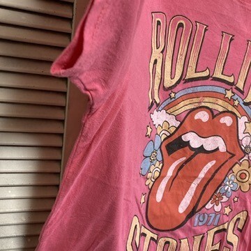 BLUL 1円スタート ピンク バンド Tシャツ ローリングストーンズ リップスアンドタン アーティスト 90s 00s ビンテージ 古著 卸 仕入れ