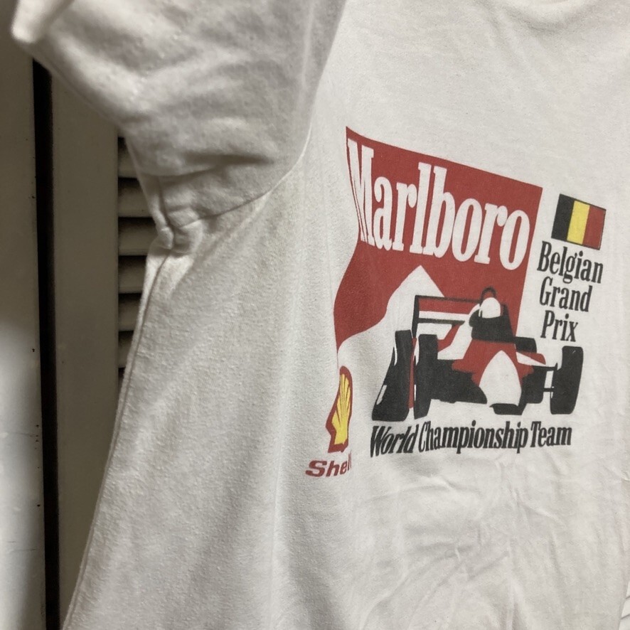 BLZJ 1円スタート 白 レーシング Tシャツ マルボロ Marlboro F1 タバコ スモーク ロゴ 90s 00s ビンテージ 古著 ベール 卸 仕入れ kg