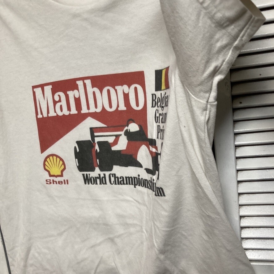 BLZJ 1円スタート 白 レーシング Tシャツ マルボロ Marlboro F1 タバコ スモーク ロゴ 90s 00s ビンテージ 古著 ベール 卸 仕入れ kg