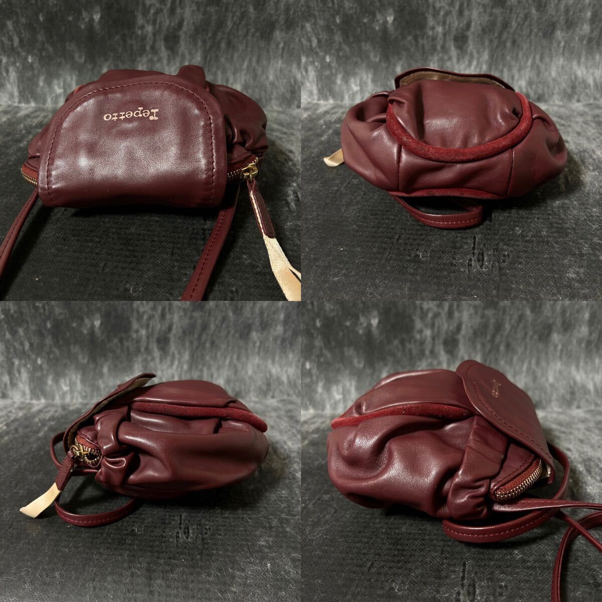 Repetto レペット ショルダーバッグ　肩掛け　レザー　バーガンディ　＊CR_画像4