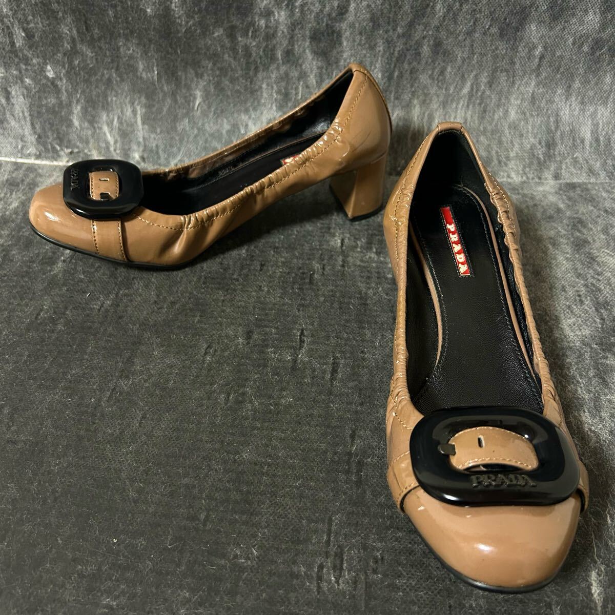 PRADA プラダ エナメルパンプス パンプス 38 25cm相当 ブラウン *AA_画像1
