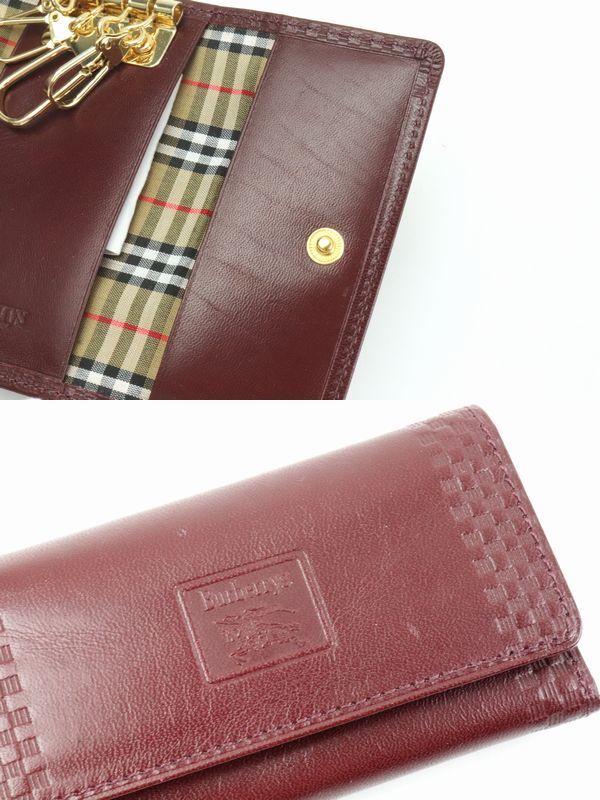 ★1円スタート 売り切り★未使用/自宅保管★Burberrys/バーバリー★キーホルダー/キーケース×2セット まとめて★ノバチェック/ボルドー★