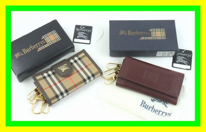 ★1円スタート 売り切り★未使用/自宅保管★Burberrys/バーバリー★キーホルダー/キーケース×2セット まとめて★ノバチェック/ボルドー★