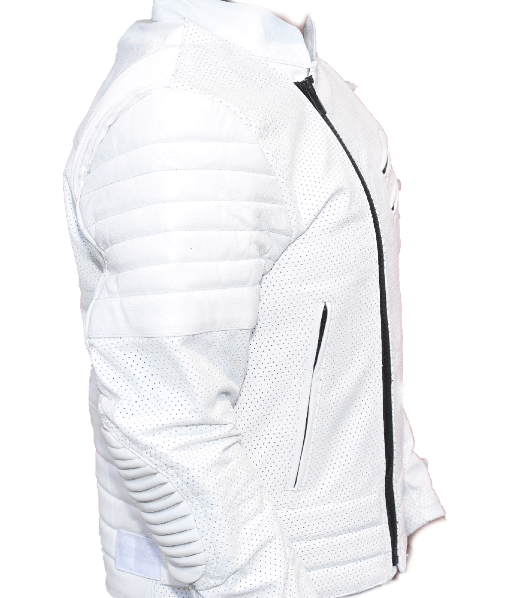 春夏★激シブ★パンチングメッシュ完全防備ホワイト　UKダブルライダースジャケット バッファローレザー サイズ選択可能(M, L, XL, XXL)