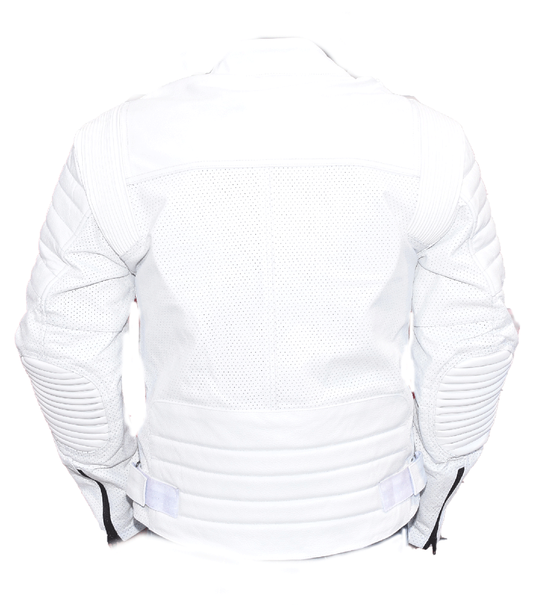 春夏★激シブ★パンチングメッシュ完全防備ホワイト　UKダブルライダースジャケット バッファローレザー サイズ選択可能(M, L, XL, XXL)
