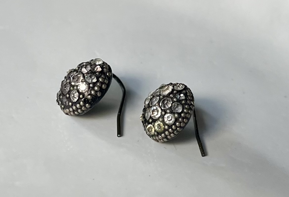 アールデコ セルロイド樹脂+ラインストーンピアス アンティーク ヴィンテージ ヨーロッパアンティーク antique vintage_画像6