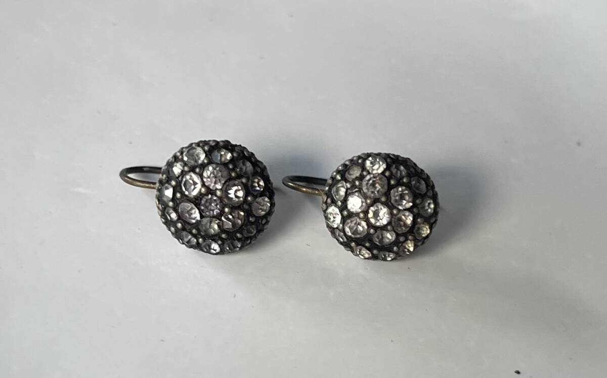 アールデコ セルロイド樹脂+ラインストーンピアス アンティーク ヴィンテージ ヨーロッパアンティーク antique vintage_画像5