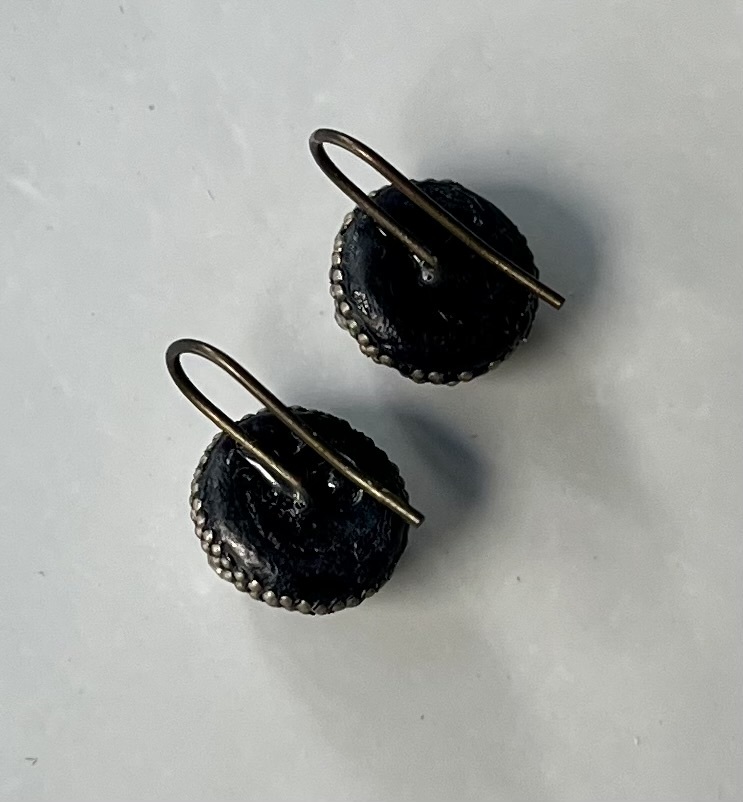 アールデコ セルロイド樹脂+ラインストーンピアス アンティーク ヴィンテージ ヨーロッパアンティーク antique vintage_画像9