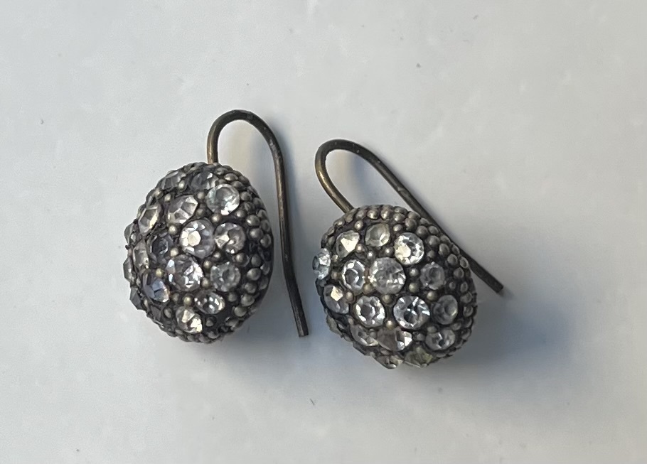 アールデコ セルロイド樹脂+ラインストーンピアス アンティーク ヴィンテージ ヨーロッパアンティーク antique vintage_画像2