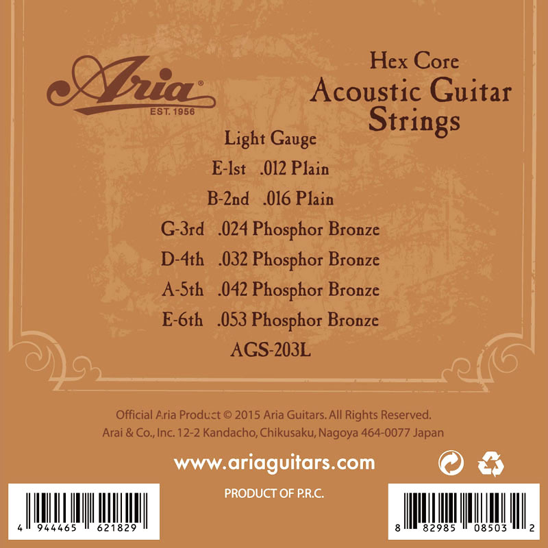 [弦×9セット]Aria AGS-203L×3パック(計9セット) アコギ弦 3セットパック×3パック ポストに投函・全国送料無料_画像2