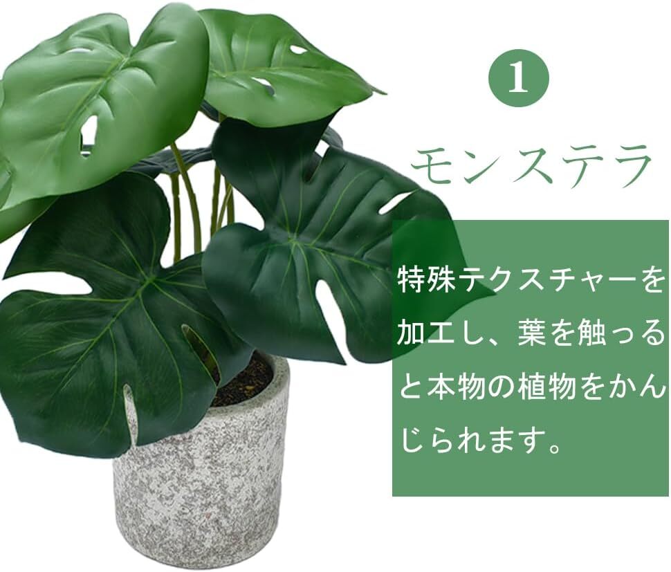 穴が空いていてリアル　観葉植物 フェイク 3點セット 人工観葉植物 モンステラ フェイクグリーン タロイモの葉 光觸媒 鉢植え