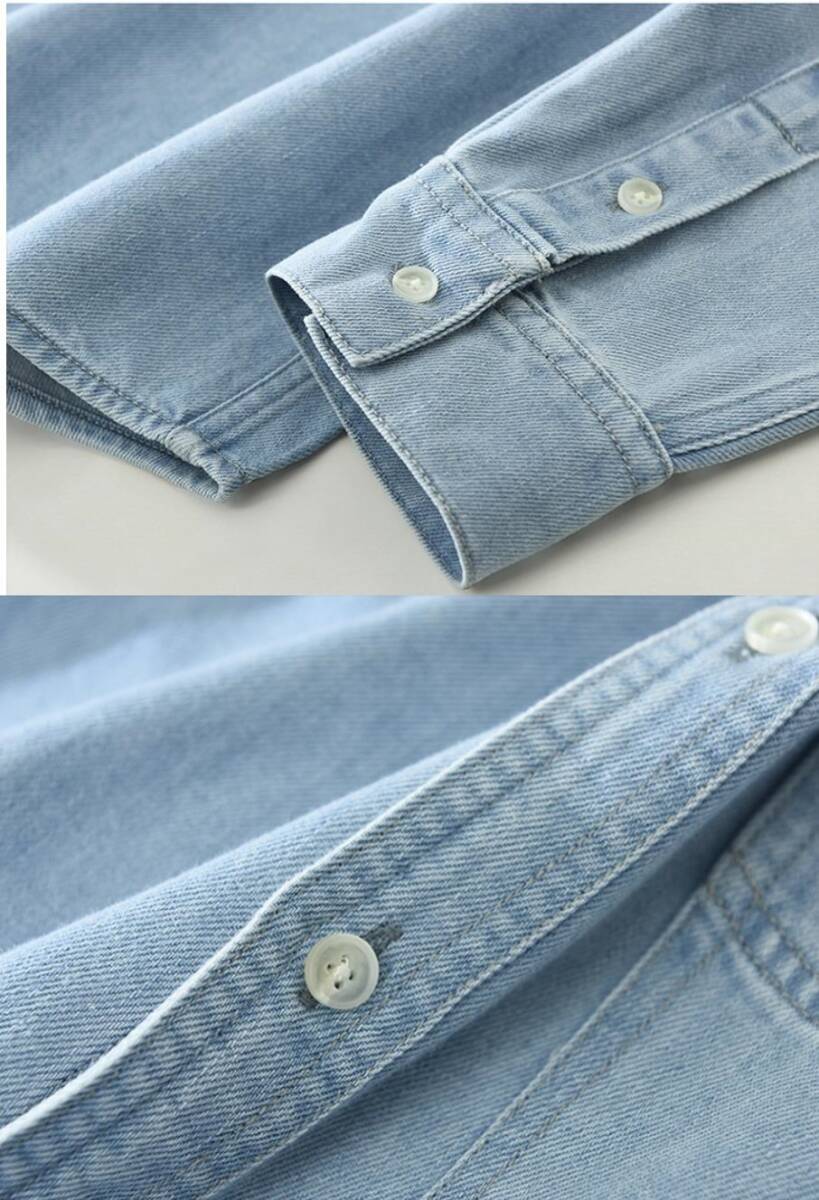 デニムシャツ 長袖シャツ デニム シャツジャケット 新品★メンズ トップス ウエスタンシャツ 春秋服 【M7829】ダークブルー XL_画像6