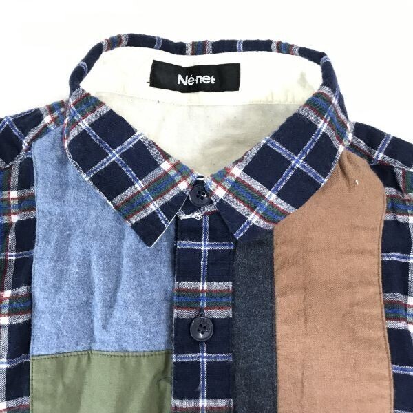 Ne-net★長袖シャツ【サイズ2/紺/ネイビー系チェック柄】ネルシャツ/ネネット◆BG712_画像3