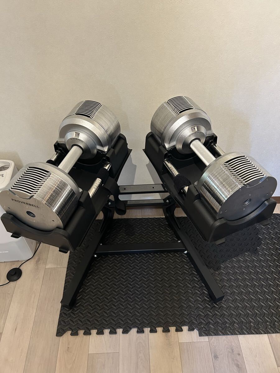 ライシン 可変式ダンベル プロバーベル 41.5kg 1.5kg 刻み シルバー 専用スタンド