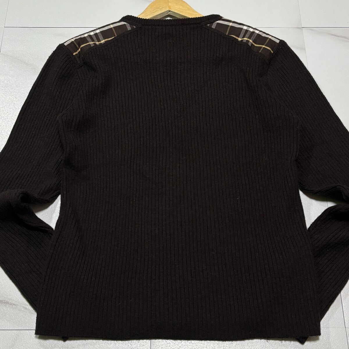 バーバリー ブラックレーベル ノバチェック ホース刺繍 ニットセーター L BURBERRY BLACK LABEL - 【希少】バーバリー 中綿ドライバーズ