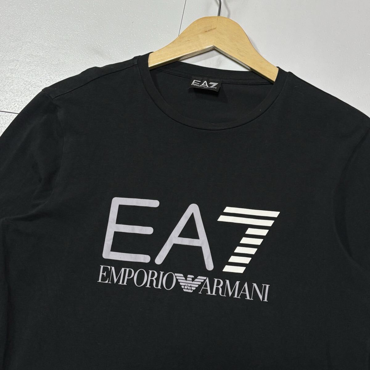 美品/ Lサイズ相當 EMPORIO ARMANI エンポリオ アルマーニ 長袖 Tシャツ EA7 イーグルロゴ ブラック 黒