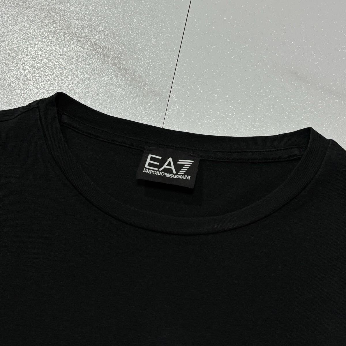 美品/ Lサイズ相當 EMPORIO ARMANI エンポリオ アルマーニ 長袖 Tシャツ EA7 イーグルロゴ ブラック 黒