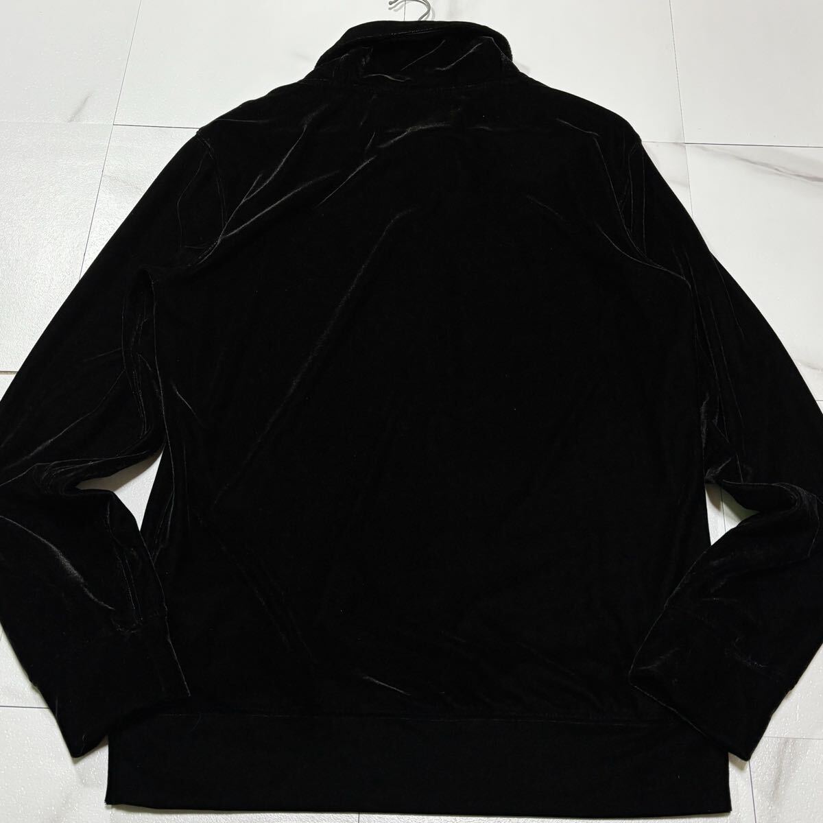 極美品/ XLサイズ EMPORIO ARMANI エンポリオ アルマーニ 長(zhǎng)袖 トレーナー ハイネック イーグルロゴ刺繍 ベロア ブラック 黒